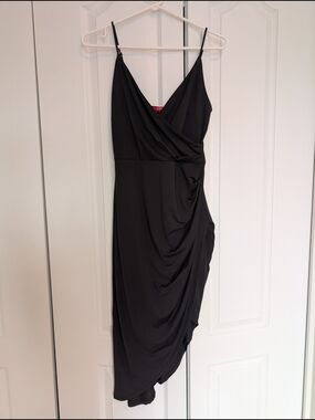 Guess Black One-Shoulder Draped Slip Dress